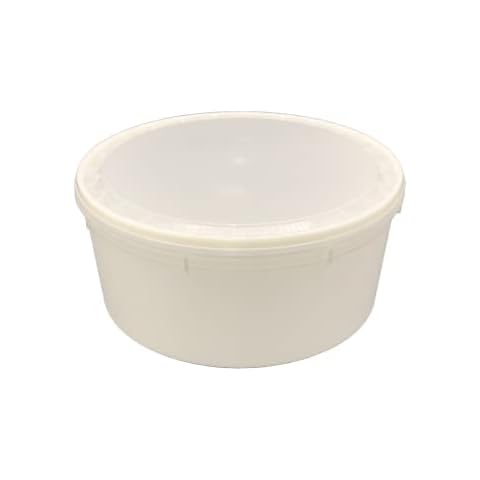 MULMEHË Round Fish Tubs/Food Storage Bins 20lb 12.25" Diameter x 5.5" Depth, Pack of 10 Round Deep Bases with Lids Cover