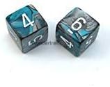 Wondertrail WCXPG0656E2 Steel Teal Gemini Dice with White Numbers D6 16mm (5/8in) Pack of 2 Dice Chessex