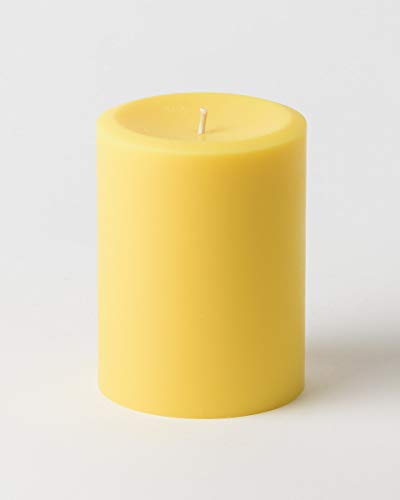 3" X 4" Hand Poured Solid Yellow Color Citronella Pillar Candles Set Of 3 - (Yellow) #TOP28