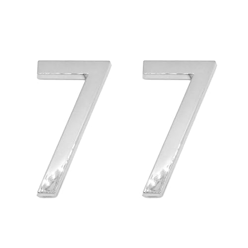 Diggoo 2 Pack Mailbox Numbers 7, 2.76 Inch High, Door Address Numbers Stickers for Apartment, House, Room, Office, Cars, Trucks, Silver Plating Process Number Sign