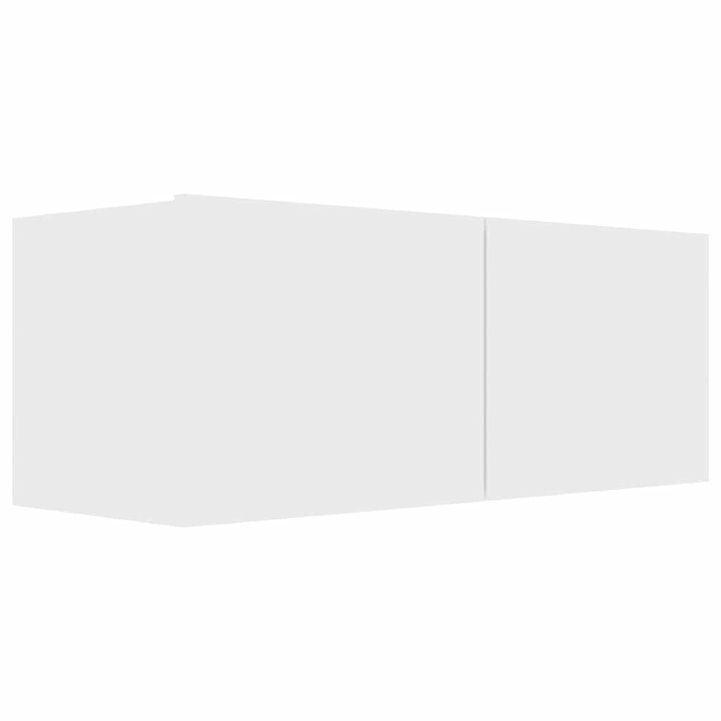 7-TLG. TV-Schrank-Set, Weiß Holzwerkstoff, Wandmontage, Modernes Media-Center für Wohnzimmer und Schlafzimmer, Viel Stauraum für DVDs und Bücher