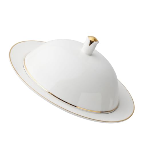 Assiette céramique dorée haut de gamme avec couvercle de protection