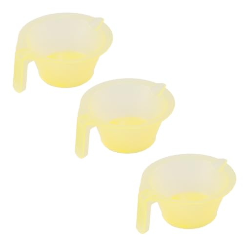 Cabilock Lot de 3 Bols de Teinture pour Cheveux Jaunes en Plastique Robustes avec Poignée Outils de Coloration Capillaire DIY pour Salon de Coiffure Mélanges Pratiques et Portables
