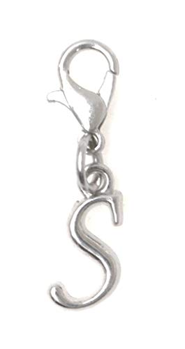 It s All About...You! Letter Initial Stainless Steel Clasp Clip on Charm Letter S 73S