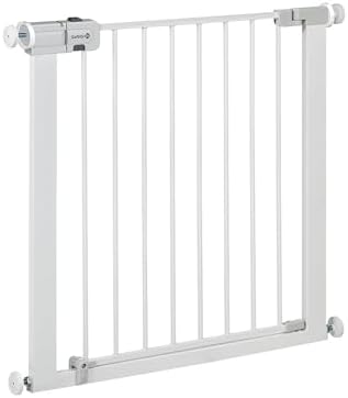Safety 1st SecureTech Metal Gate, Treppenschutzgitter 73–80 cm, Weiß | Leicht schließendes Babyschutzgitter, ausziehbar bis zu 136 cm, Einhandöffnung, keine Schraubmontage (ohne Bo