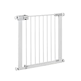 Safety 1st SecureTech Metal Gate, Treppenschutzgitter ohne Bohren, 73–80 cm (bis 136 cm erweiterbar), Leicht Schließbares Türschutzgitter, mit Einer Hand Öffnen, Kein Bohren, Zweifachsicherung, Weiß
