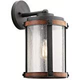 Kichler Lighting Barrington Distressed Black and Wood Outdoor Wall Light, 16