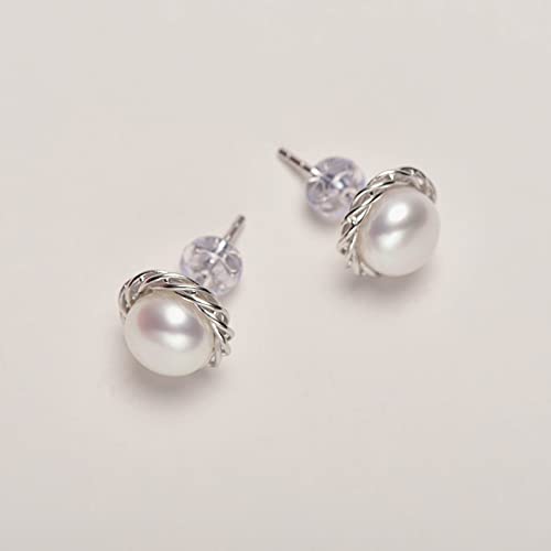 Boucles d'oreilles en perles d'eau douce blanches S925 pour femmes - 3