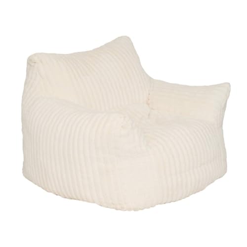 Atmosphera - Fauteuil XL Muzi en Velours Côtelé Blanc - Gros Pouf Compressé Moderne Ultra-Confort Moelleux - Assise XXL Cosy Cocooning Idéal Salon, Chambre et Coin...