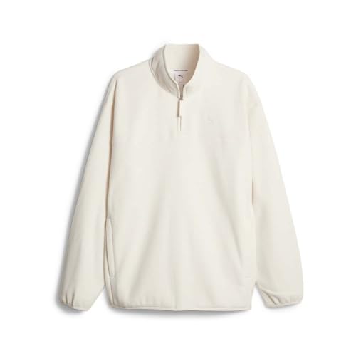 PUMA Mens Machts Mit Qualitat Polar Fleece Half Zip Jacket Athletic Outerwear Casual Fleece - Off White