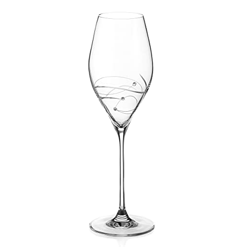 DIAMANTE Swarovski Prosecco Glass Single 'Spiral' Design with Swarovski Crystals