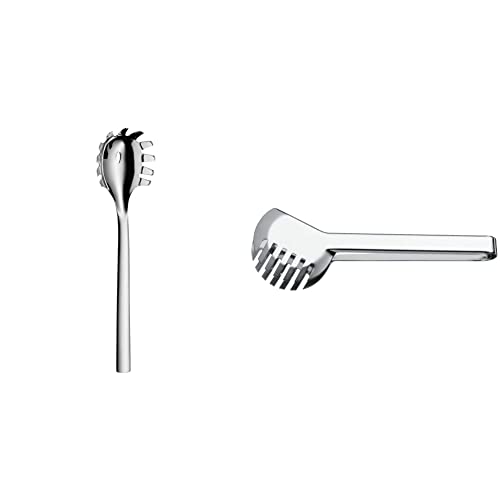 WMF Nuova Nudellöffel 30 cm, Spaghettilöffel, Nudelkelle, Cromargan Edelstahl poliert & Bistro Nudelzange 23 cm, Cromargan Edelstahl poliert, ideal auf für Salat oder zum Servieren von Gemüse