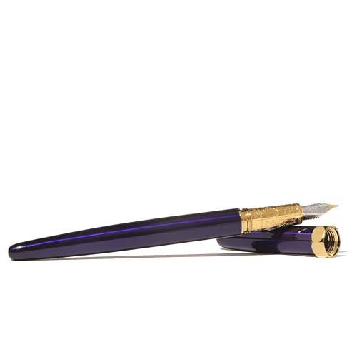 Image of Ferris Wheel Press , Bijou Fountain Pen, Moonbeam Meadows, Double Gold Plated, Sapphire Lacquer Finish, Two-Tone Steel Nib, Fine Nib