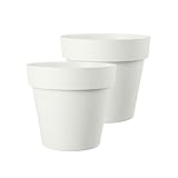 Kreher XXL Pflanztopf/Pflanzkübel rund mit 79 cm / 58 cm Durchmesser, ausstattet mit Rollen! Der Eye-Catcher für Garten, Terrasse, Restaurants & Gewerbe! (Weiß, 2er XL)