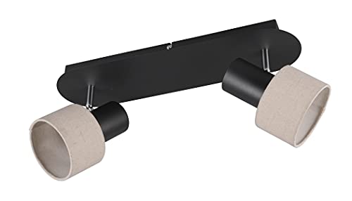 Trio Leuchten 803600232 Wailer - Lámpara de techo (metal negro mate, pantalla de tela gris, no incluye 2 bombillas GU10) Cover