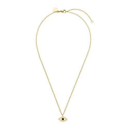 Purelei® Collar de ojo azul (oro) - Joyería de acero inoxidable chapado en oro de 18 quilates - Cadena impermeable con colgante de ojo - Longitud ajustable de 40 a 45 cm - Joyería de moda para tu look