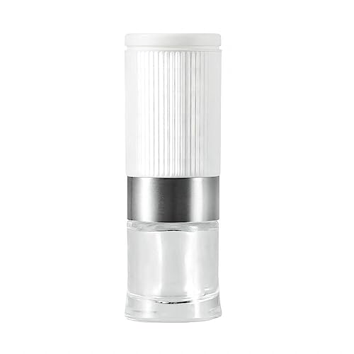 Moulin à poivre et sel manuel petite taille – Petit moulin avec grossièreté réglable, blanc