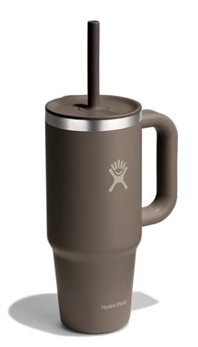 Image of Hydro Flask Travel Tumbler with Handle, Lid and Straw - Insulated Stainless Steel in 24 Oz Sandpiper