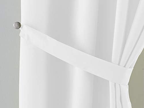 Gardinenbox Palermo 10000265 Opaque Curtain with Eyelets and Tiebacks Decorative Curtain H x W 175 x 140 cm White - Image 4