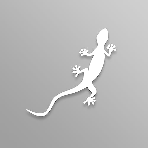 Image of Gecko Lizard Vinyl Decal Sticker (Two Pack)| Cars Trucks Vans Walls Laptops Cups | White |2 - 5.5 X 2.3 inches | KCD1506