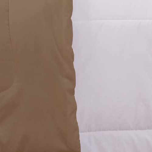 Kit Edredom Queen Jogo de Cama 100% Algodão 200 fios (Capuccino e Branco)