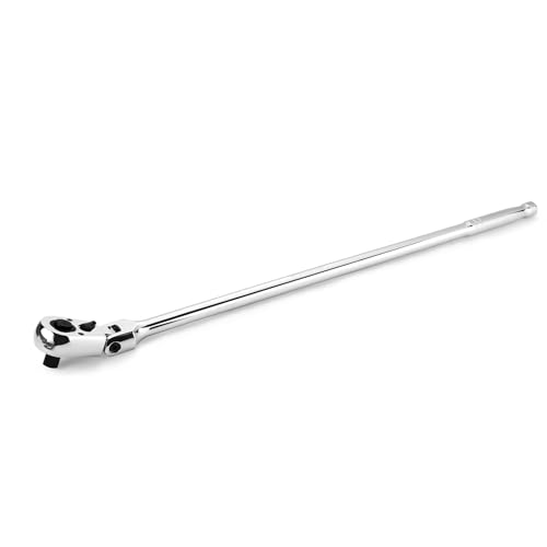 Image of WORKPRO 1 /2 inch Drive Extra Long Flex Head Ratchet, 24 Inch Long CR-V Steel Ratchet Handle with Chromium Plating, CR-MO Head, Quick Release Reversible Design, 72-Tooth