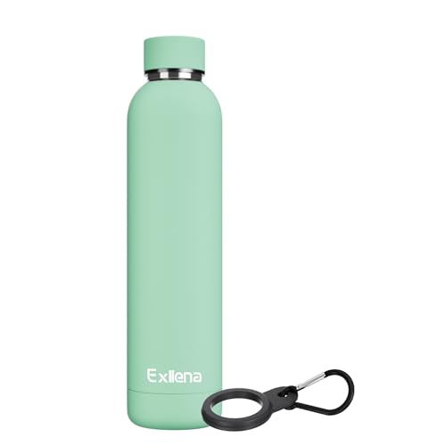 Exllena Insulated Water Bottles 750ml with Clip, Double Wall Vacuum Drinks Bottle Keeps Drinks Cold 24 Hrs/Hot 12 Hrs