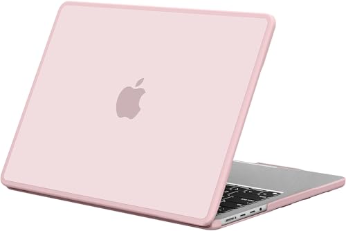 BlueSwan Anti-Cracking Hard Shell Case Compatible with MacBook Pro 14-inch 2025 2024-2021 Release M4 M3 M2 M1 Pro/Max Chip, Anti-Fingerprint Soft TPU Bumper, Frosted Cute Pink