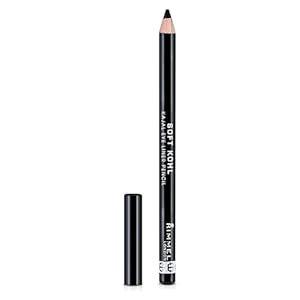 Rimmel London Soft Kohl Kajal Eyeliner Pencil, Blendable, Intense Color, Long-Wearing, 061, Jet Black, 0.04oz