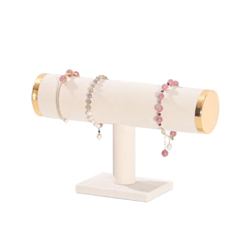 Pengup Porte-bracelet T-Bar, présentoir à bijoux pour montres, petit rangement de bijoux pour filles (Beige)