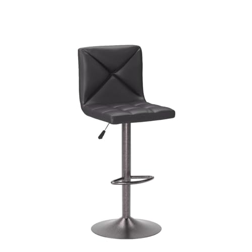 Vnewone Counter Modern Swivel Barstool with Back Height Adjustable Square Seat PU Foam Comfortable Chair Armless Kitchen Dining Bar Stool, Black