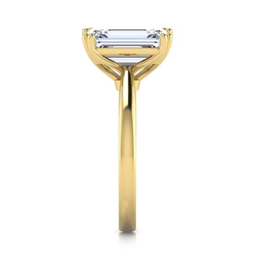 IGI Certified 3 Carat Emerald Cut Lab Grown Diamond (F, VVS2) 14K Gold Milgrain Solitaire Engagement Wedding Anniverary Promise Ring for Womens4