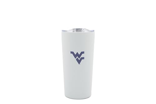 Decorvo Officially Licensed Collegiate Stainless Steel Tumbler - Double Walled Insulated Travel Tumbler with Slide Lid - 18 oz (West Virginia - Gray)