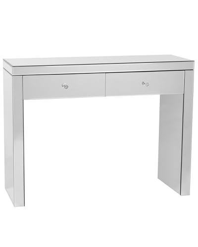 Beliani Table Coiffeuse Argentée Effet Miroir en Verre et MDF Console avec 2 Tiroirs au Design...