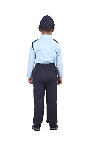 Image of BookMyCostume Indian Air Force Defence Pilot Uniform Kids Fancy Dress Costume - Blue 13-14 years