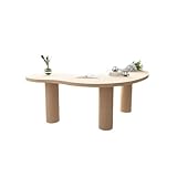 changgengyi Escritorio de computadora, Escritorio Minimalista Moderno de Madera Maciza for Oficina, Curvo, Creativo, for una Sola Persona(Beige,160 * 70 * 75cm)