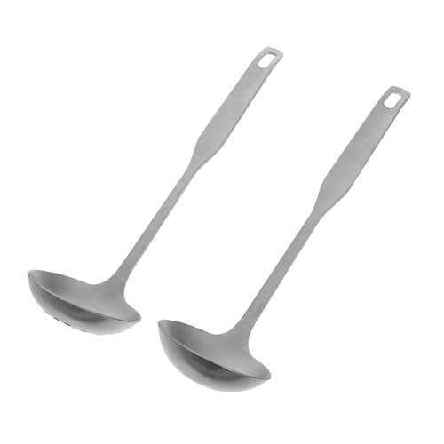 MAGICLULU 2 Piezas cuchara de olla caliente cucharón ranurado cuchara sopera grande Cuchara de agua mango largo cuchara de cucharón pequeña Costilla caliente Acero inoxidable Silver