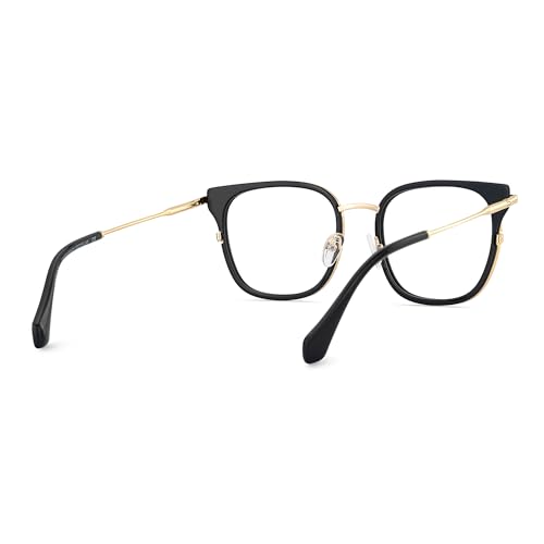 Zeelool Glasses Frame for Women, Square Black Gold Eyeglasses Eyewear Frame with Clear Lens and Metal Hinges Cameron ZJGX922152-01 - Thumbnail 7