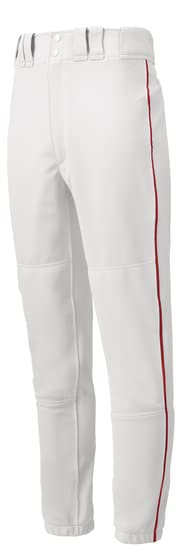 Mizuno mens Premier Piped Pant, White-red, Medium