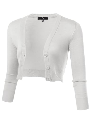Image of Allsense Women's Cropped Bolero Shrug Cardigan | 3 /4 Sleeve, Button Down, Lightweight Knit Sweater