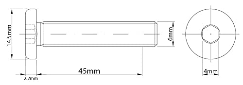 M6 (6mm x 45mm) Yellow Flat Head Furniture Screw Hex Drive Socket with Metric Thread Dogpoint Furniture Bolts for Furniture Cots Beds Crib and Chairs (Pack of 12) C10E/2