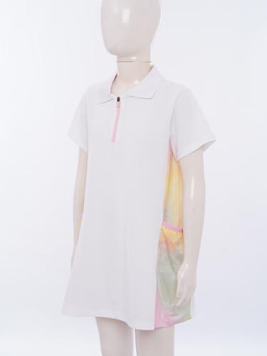 TiaoBug Girls Short Sleeve Turndown Collar Performance Sports Dress Kids Tennis Golf Badminton Dress3
