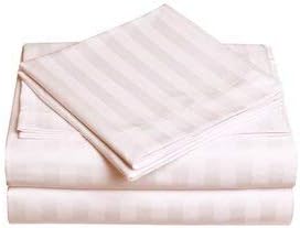 Sleeper Sofa Bed Fitted Sheet Set - Full Blush Pink Stripe Sofa Fitted Sheets - 100% Cotton 400TC Fitted Sheet - Sleeper Sofa Fitted Sheet Only - Sleeper Sofa Sheets - Fits Mattresses Up to 7" Drop