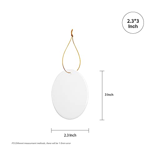PYD Life Sublimation Ceramic Oval Ornament Bulk Blank Ornament with Gold String for Crafting DIY Personalized Christmas Home Decor Bulk (3 Inch Oval - Image 2