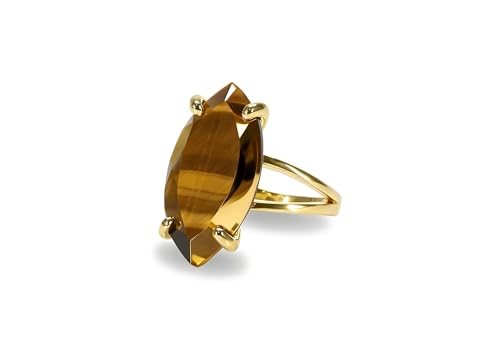 Bague oeil de tigre fait main et anneau en or 14k pour femme exigeante
