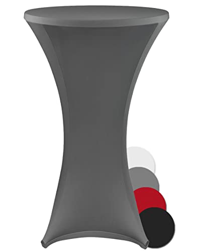 DILUMA Housse pour Table Haute Ronde Cocktail Ajustable - Nappe élastique pour Table Mange-Debout | Housse Table bistrot pour fêtes et événements, Taille:Ø 80-85 cm, Couleur:Anthracite Cover