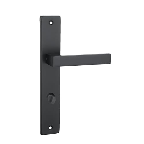 domino QUBIK BLACK - Juego de manillas para puerta de baño (78 unidades, izquierda y derecha, para puertas de baño, forma de L, herrajes para puertas de aluminio, color negro)