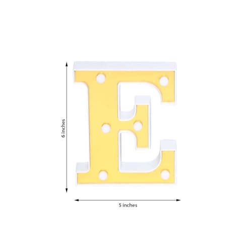 Image of Efavormart 6 inch Gold Marquee Letter E, Mirror Front Warm White LED Light Up 3D Sign, Battery Operated 72H Glow for Wedding Party & Wall Decor