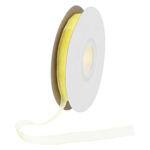 DMiotech 50 Yards Organza Ribbon 3/8 Inch Gold Tone Chiffon Ribbon Shimmer Sheer Gift Wrapping Ribbons for Flower Bouquets Wedding Birthday DIY Decoration