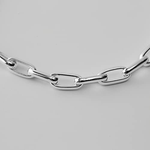 Turq N Taupe 925 Sterling Silver Italian Design Long Link Paper Clip Chain Bracelet For Women Girls Men & Boys - With Length: 7.5 Inches & Width: 4.8 Mm #TOP3